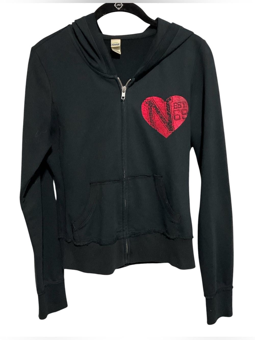 Kavio Love Red Black Full Zip Hoodie Jacket Women’s Large Nebraska Heart Hoodie